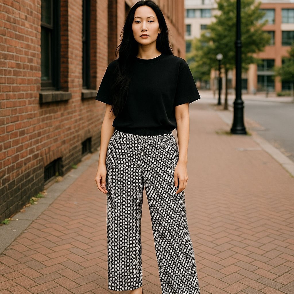 ALYX PANTS Women's Black and White Patterned Pants